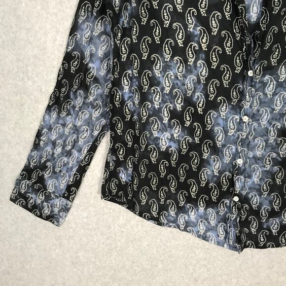 Velvet by Graham Spencer Shirt Womens Medium Blue Paisley Resort Cowgirl Western - Picture 5 of 11